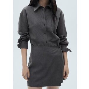 MANGO Pinstripe Wrap Shirtdress